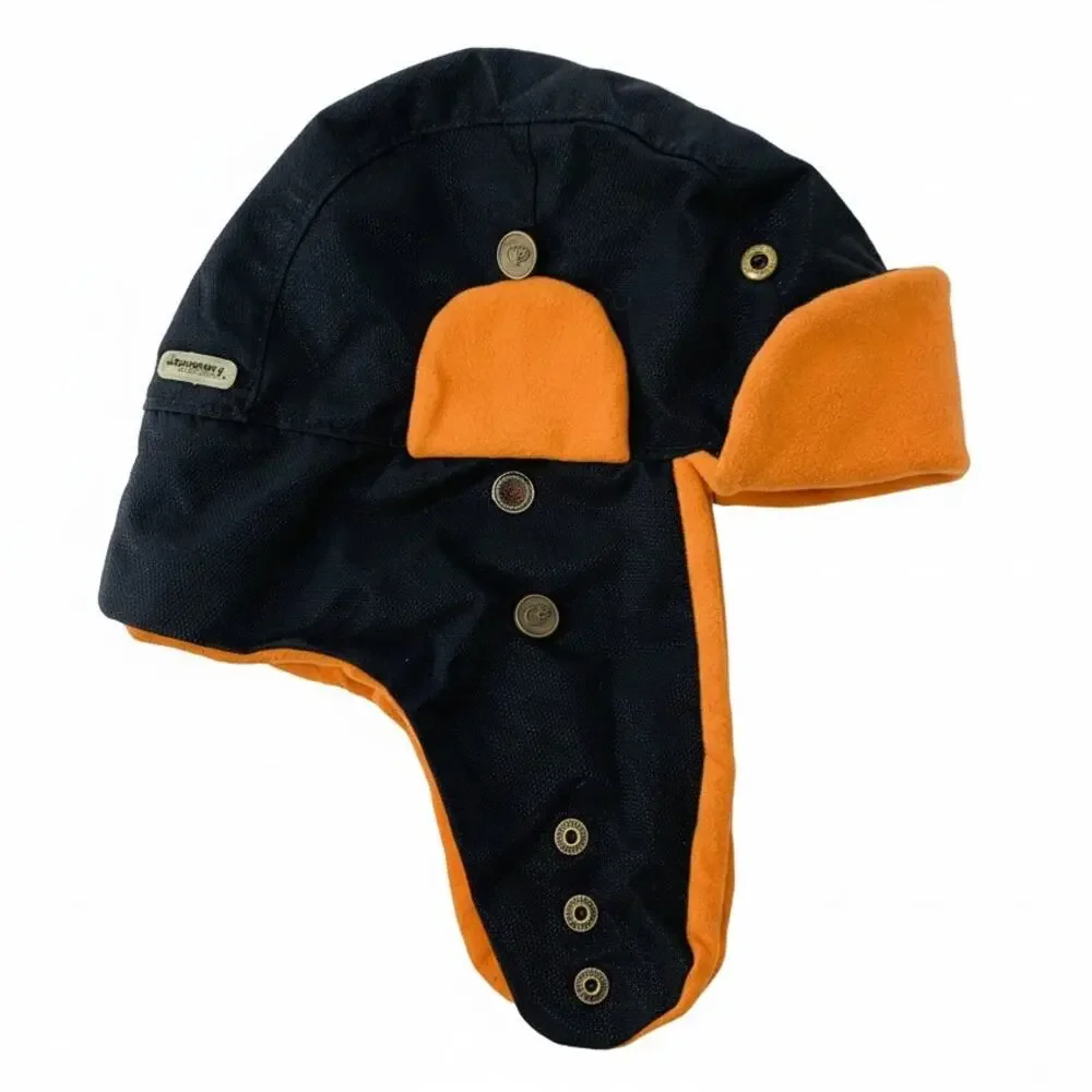 Discovery Expedition Orange Beanie Hat XL Ear Flap Winter Performance Fleece Cap